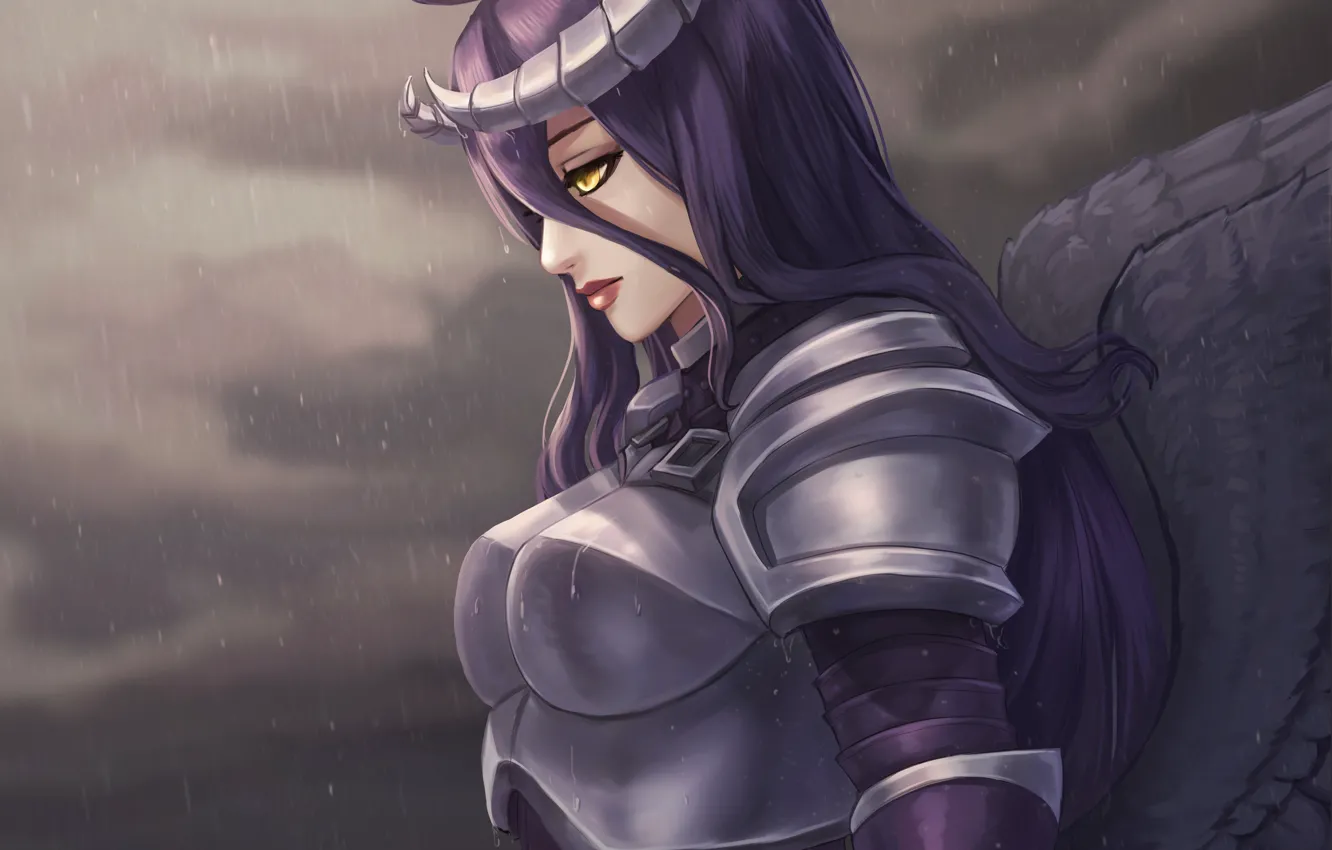 Photo wallpaper girl, armor, art, horns, Overlord, Armored Albedo
