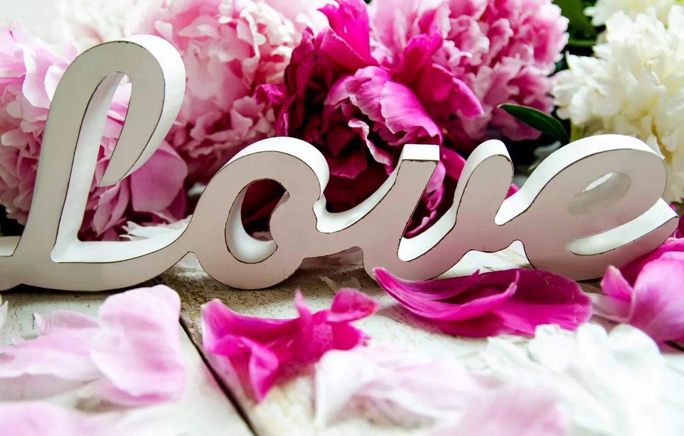 Photo wallpaper love, flowers, holiday, peonies
