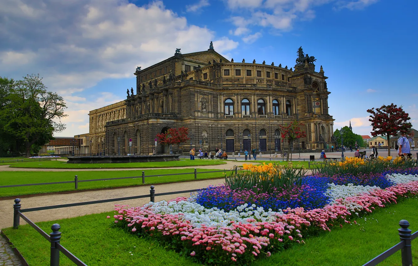 Photo wallpaper flowers, Germany, Dresden, area, Palace, beds, Kennel