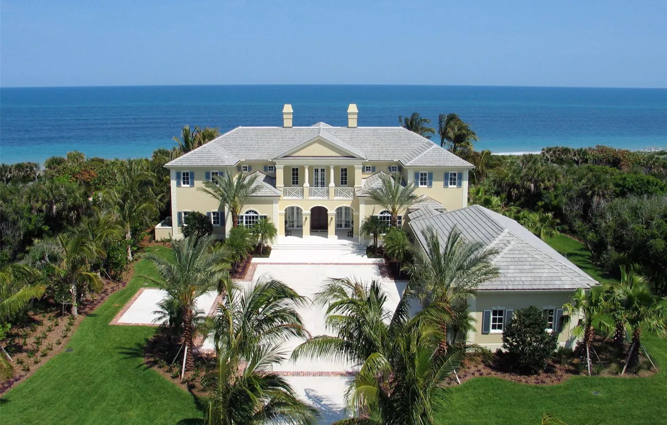 Photo wallpaper palm trees, the ocean, Villa, Florida, vero beach