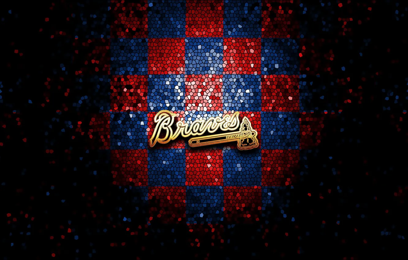 Photo wallpaper wallpaper, sport, logo, baseball, glitter, checkered, MLB, Atlanta Braves