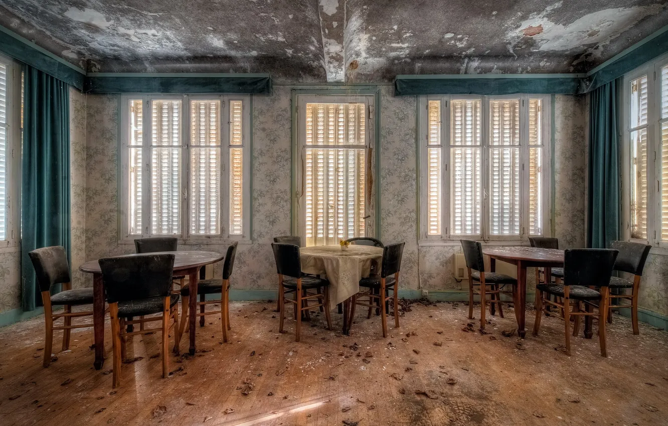 Photo wallpaper table, chair, restaurant