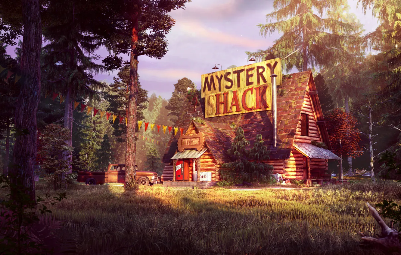 Photo wallpaper forest, pickup, Gravity Falls, Gravity Falls, the mystery shack