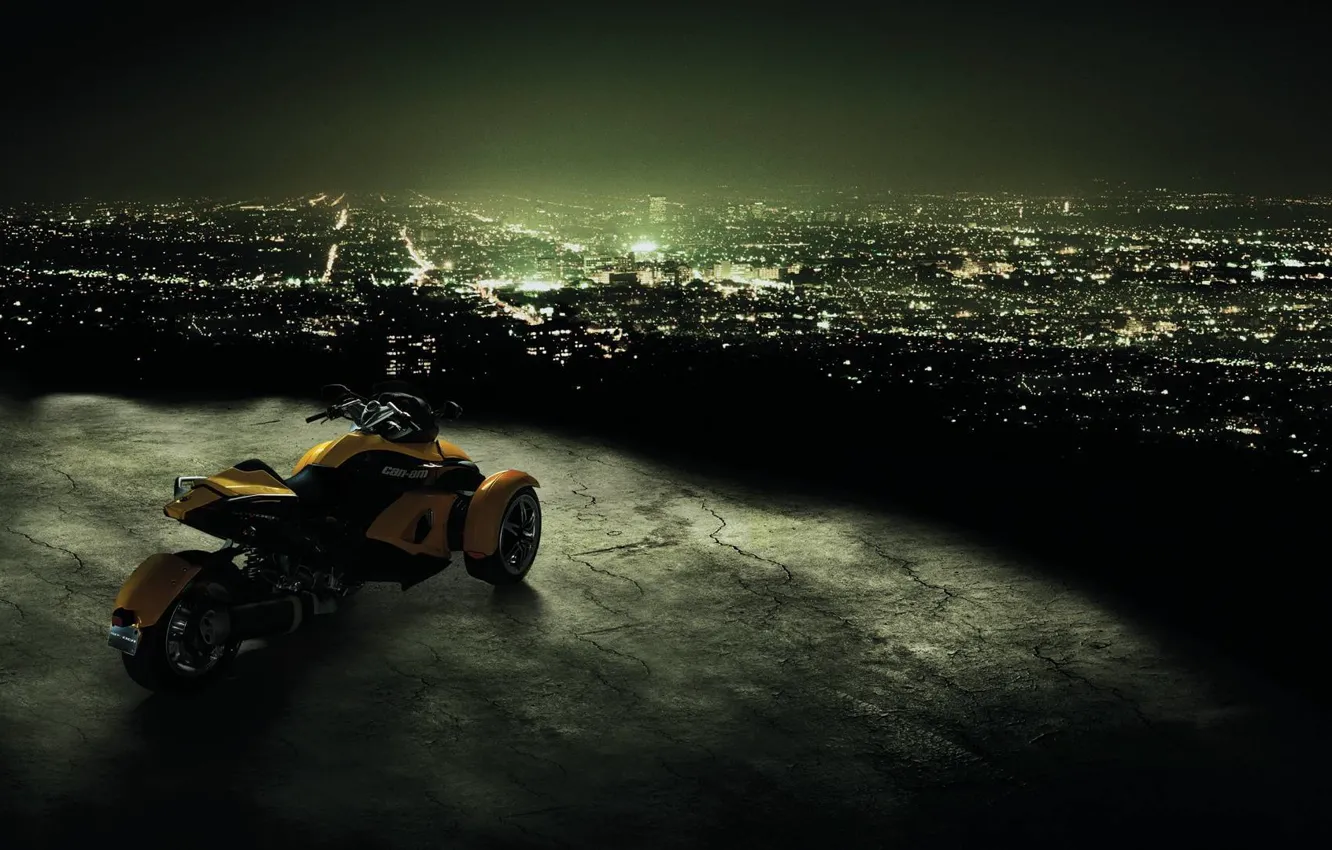 Photo wallpaper night, the city, motorcycle