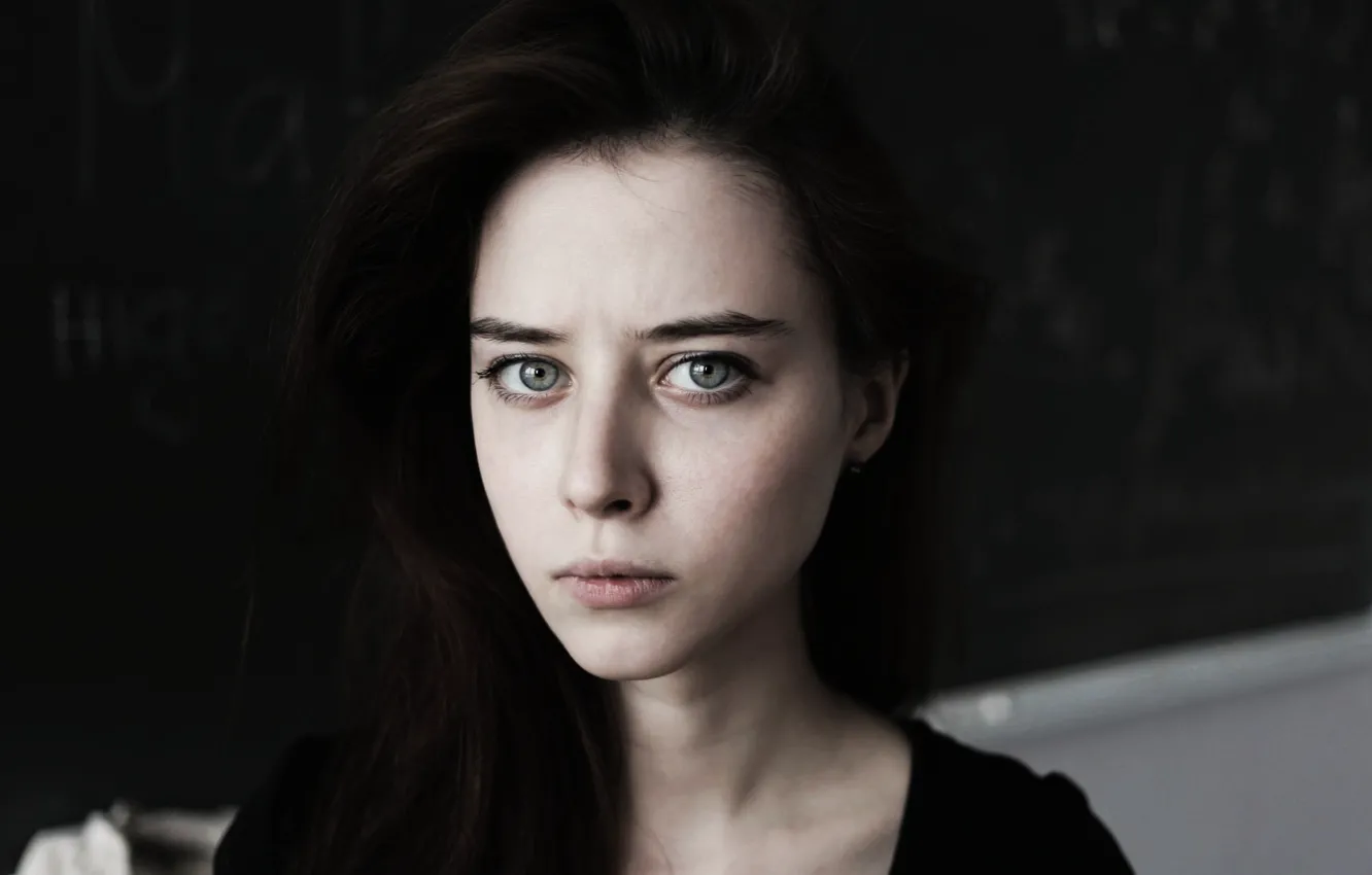 Photo wallpaper brunette, student, big eyes