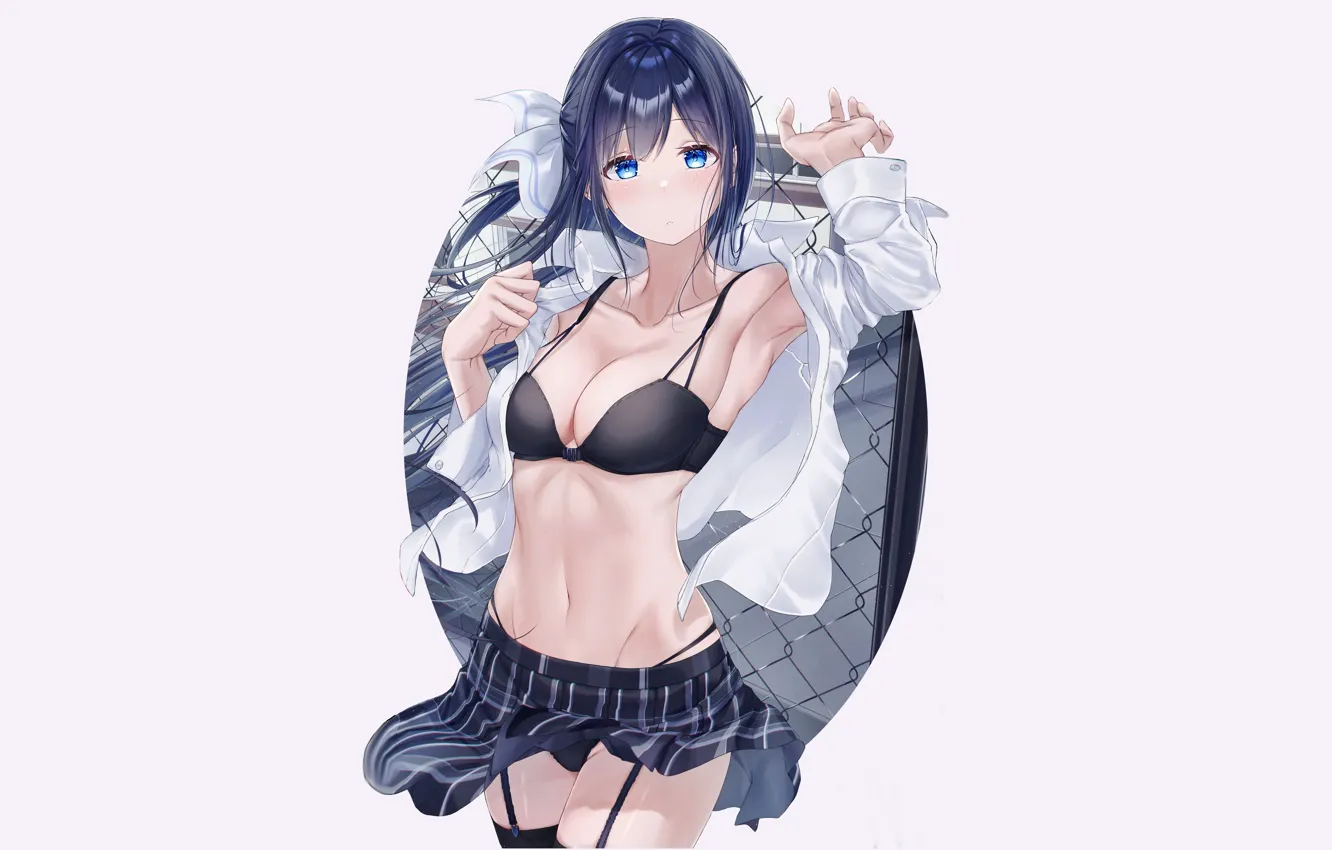 Photo wallpaper girl, hot, sexy, bra, boobs, anime, babe, Highschool