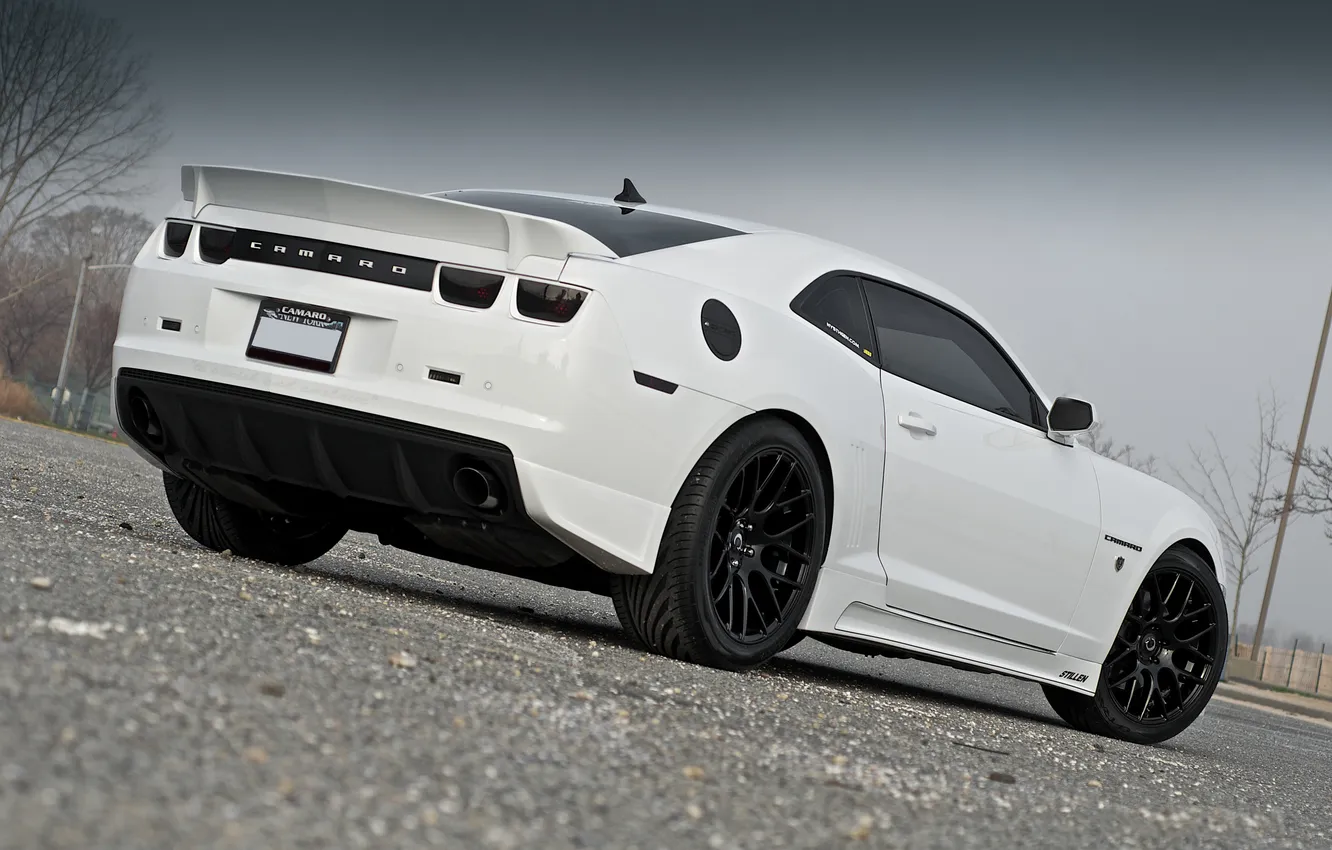 Photo wallpaper white, tuning, Chevrolet, Camaro, white, Chevrolet, muscle car, the rear part