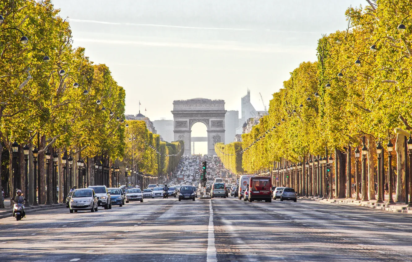Photo wallpaper photo, France, Paris, Road, The city, Arch