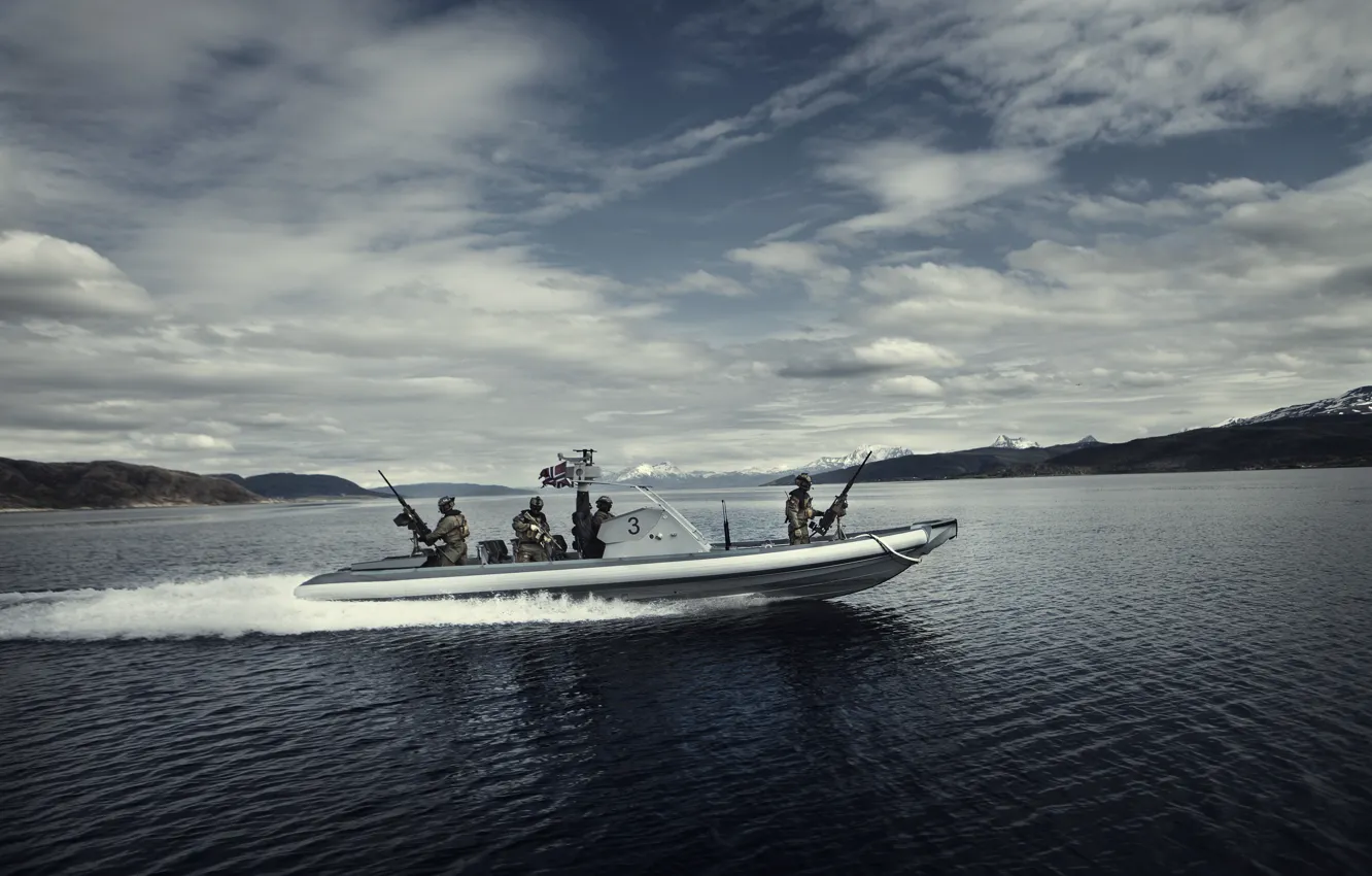 Photo wallpaper water, Norway, boat, military, The Nords