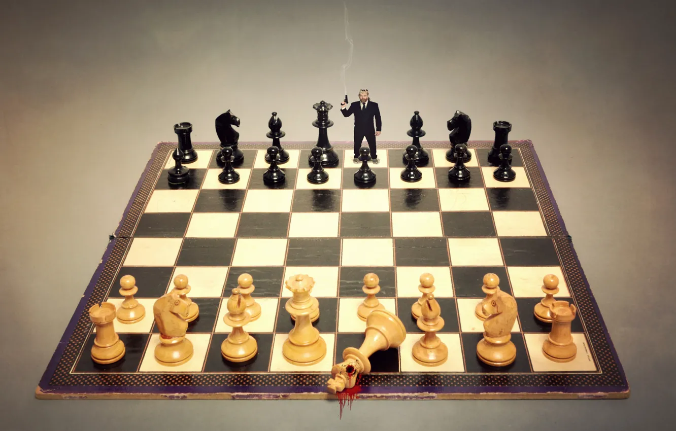 Photo wallpaper the situation, shot, chess, Board, figure