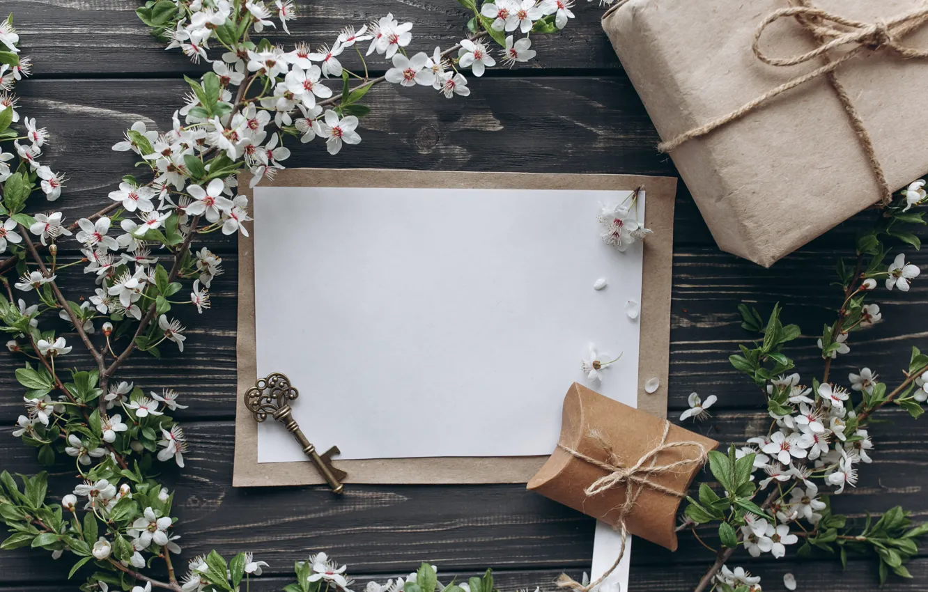 Photo wallpaper flowers, branches, gift, apple, spring, white, white, Apple