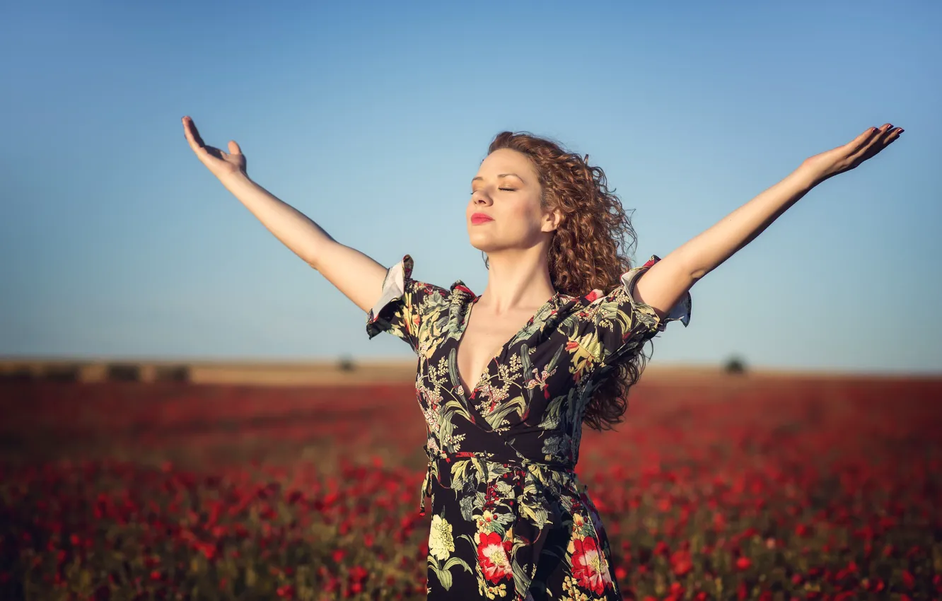 Photo wallpaper summer, girl, flowers, Alba