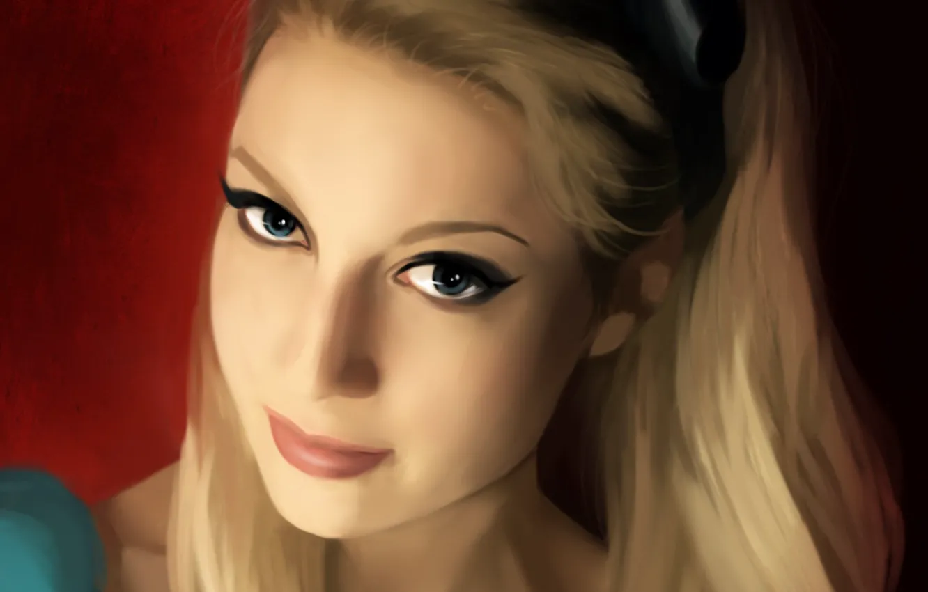 Photo wallpaper look, girl, face, art, Alice in Wonderland, Alice in Wonderland