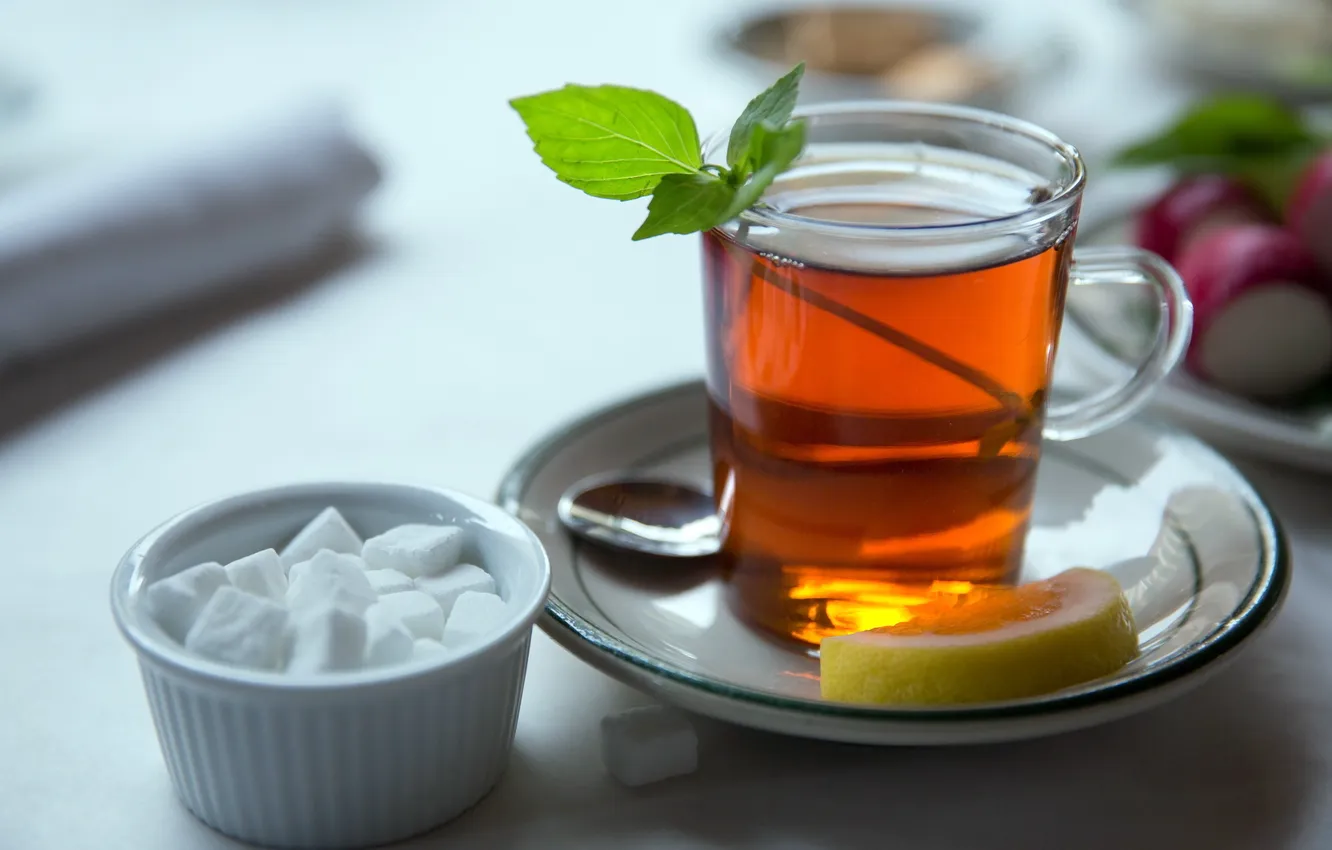 Photo wallpaper lemon, tea, sugar