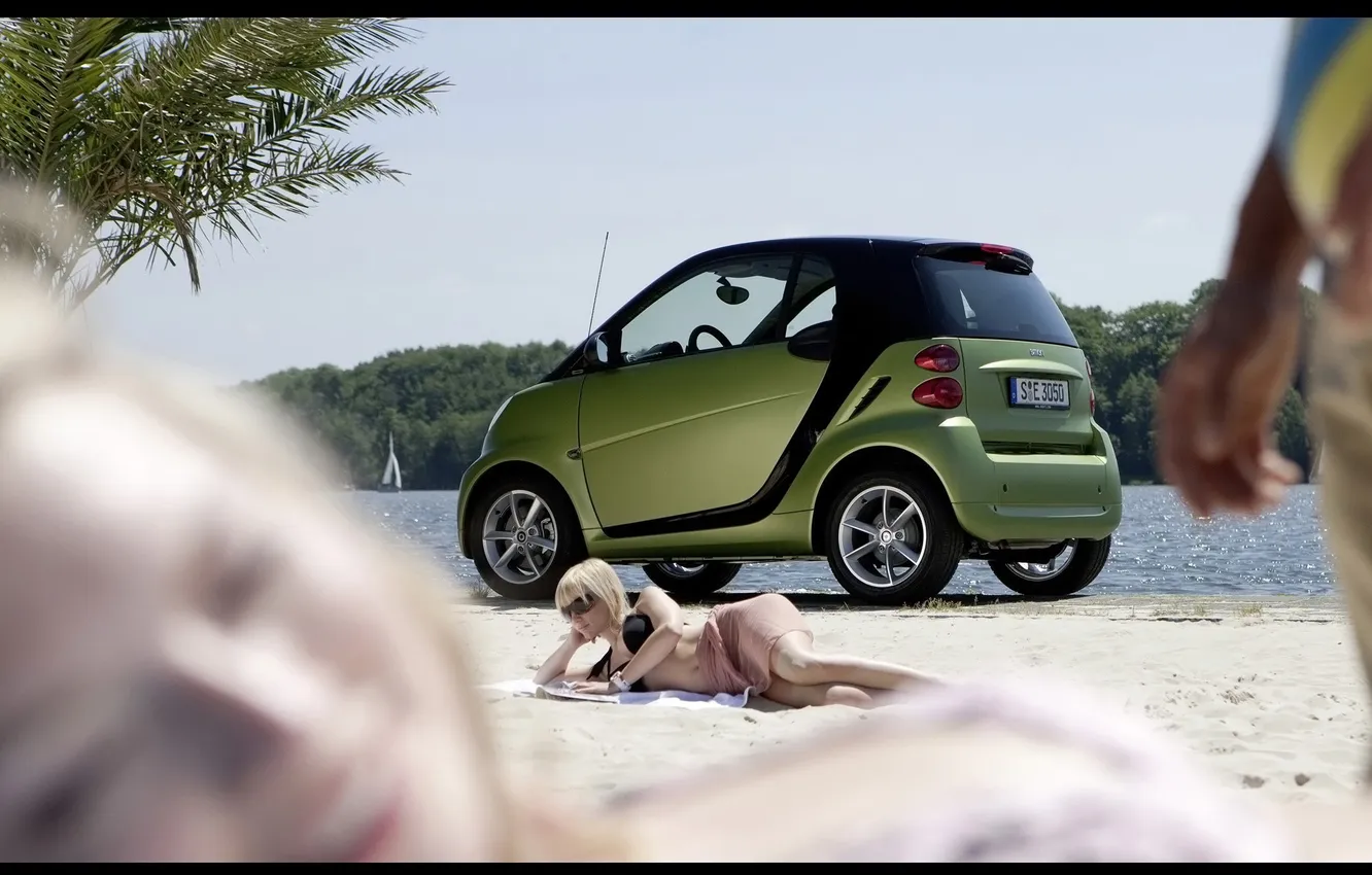 Photo wallpaper green, and, babe, Fortwo