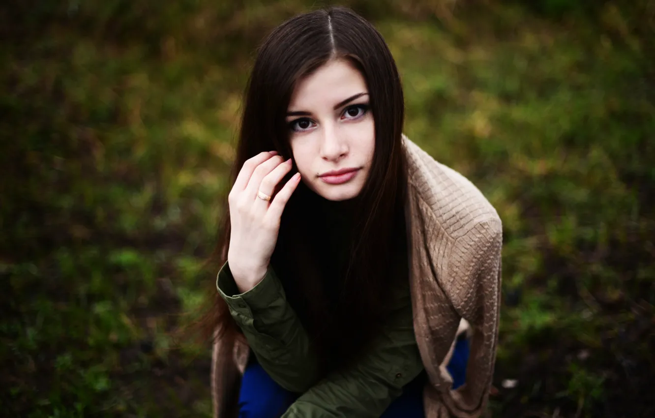 Photo wallpaper autumn, girl, view