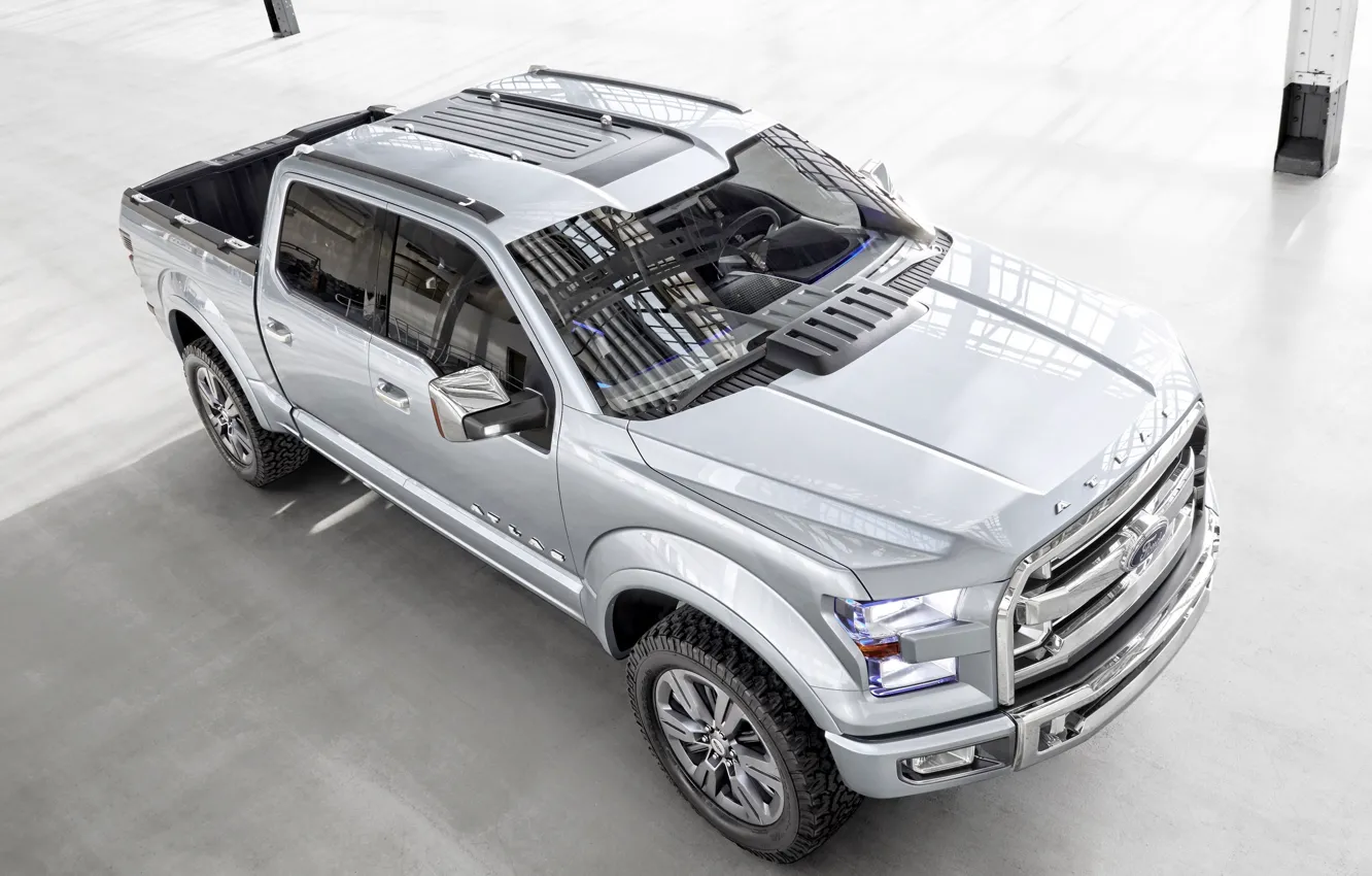 Photo wallpaper Ford, Ford, Silver, The hood, Jeep, Atlas-C