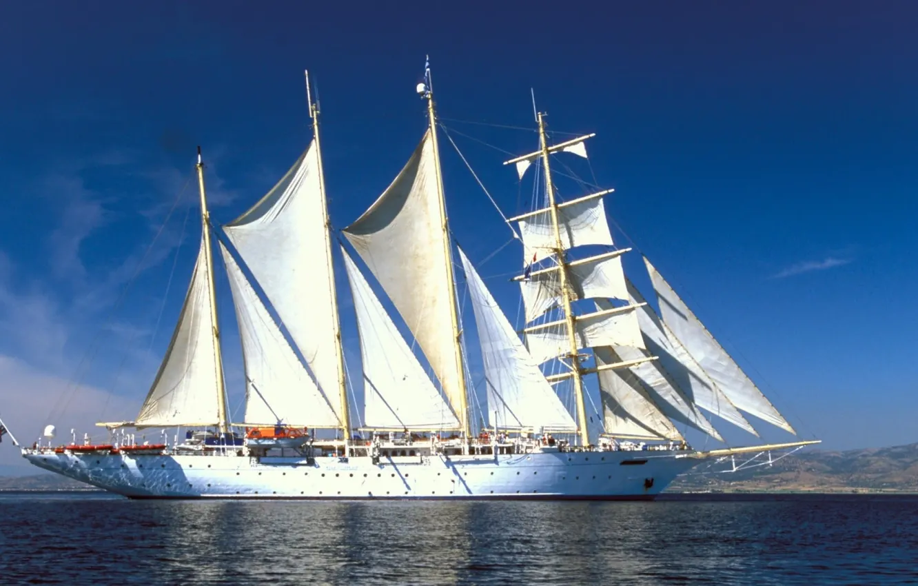 Photo wallpaper sea, the way, the wind, ship, sailboat