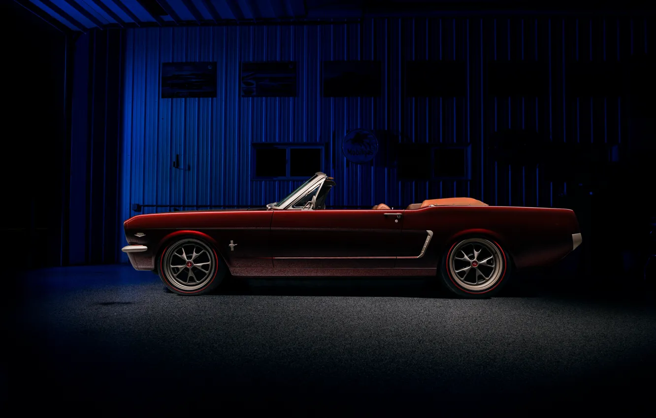 Photo wallpaper Mustang, Ford, side view, Ringbrothers, 1965 Ford Mustang Convertible, Ford Mustang Uncaged