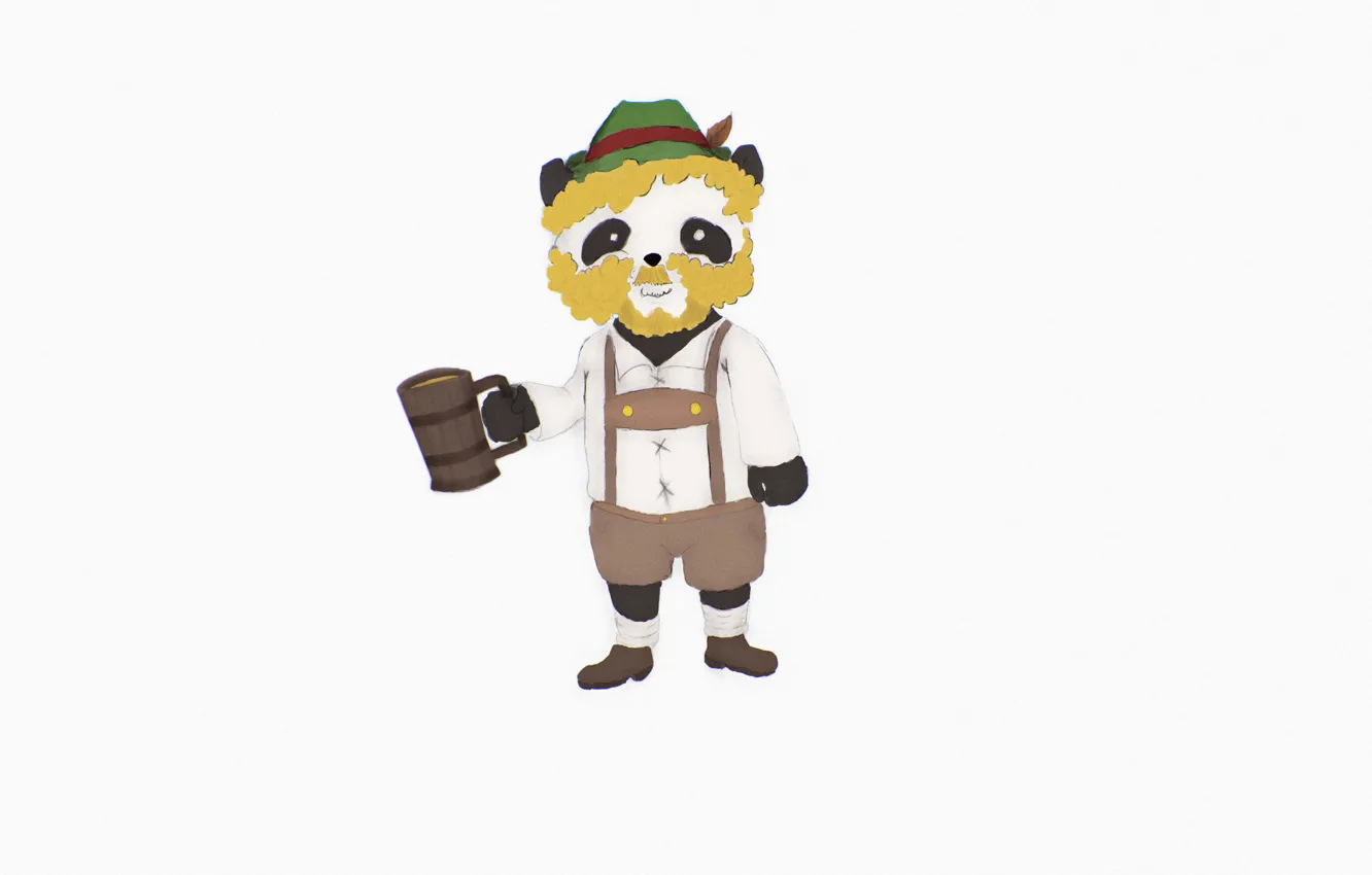 Photo wallpaper figure, beer, hat, Panda, mug, beard, smile, panda
