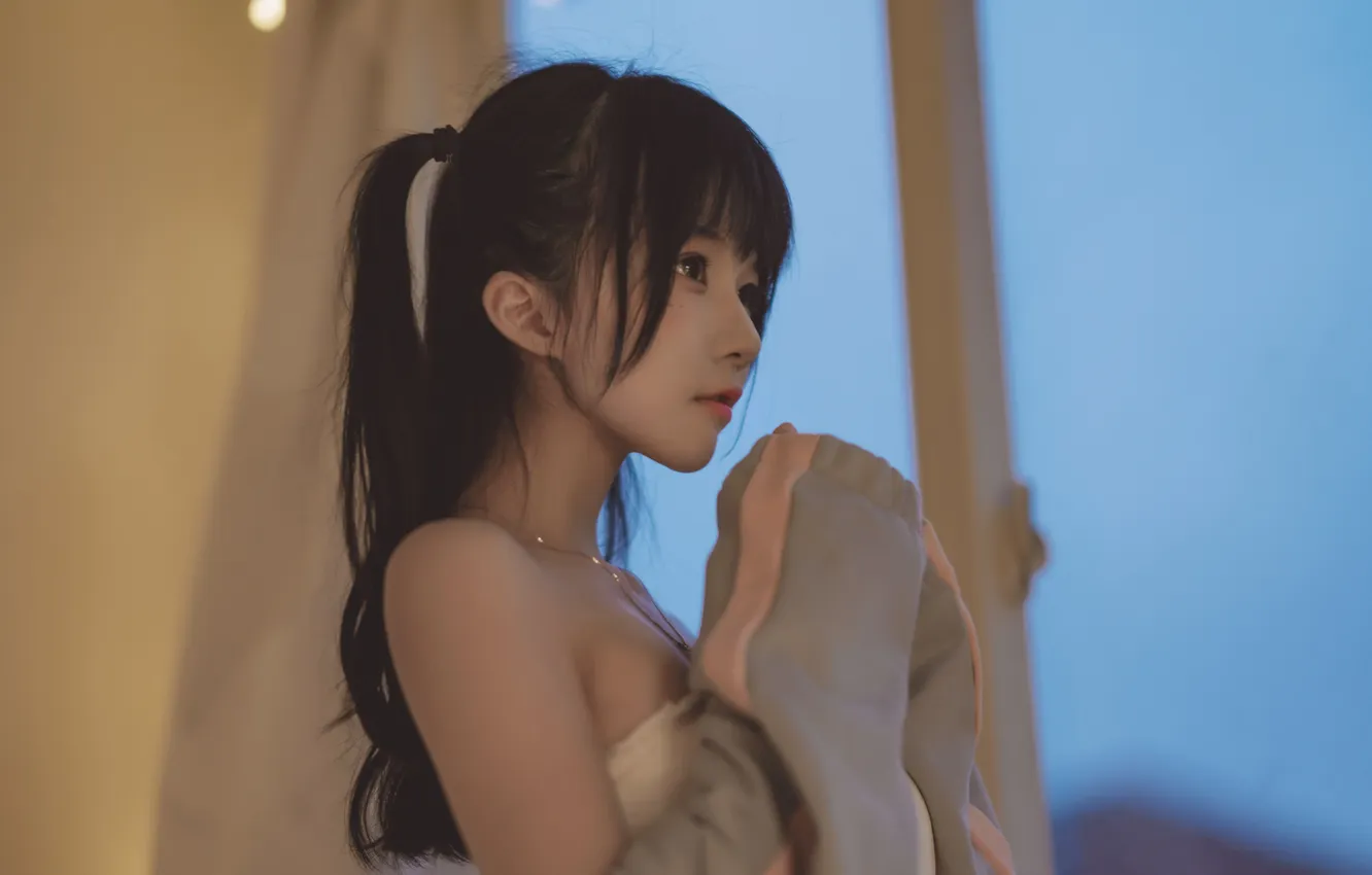 Photo wallpaper Asian girl, Cherry neko, asian