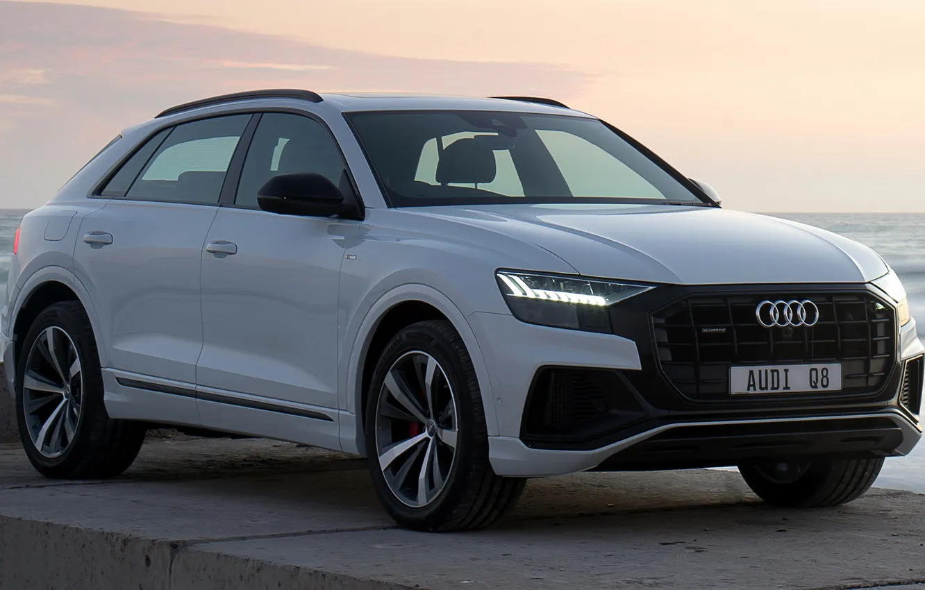Photo wallpaper sea, white, Audi, Audi Q8 55 TFSI Quattro S-Line