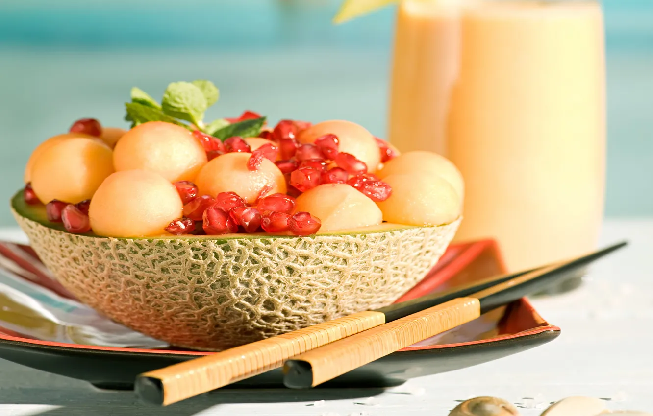 Photo wallpaper cocktail, summer, fruit, beach, fresh, fruit, drink, tropical