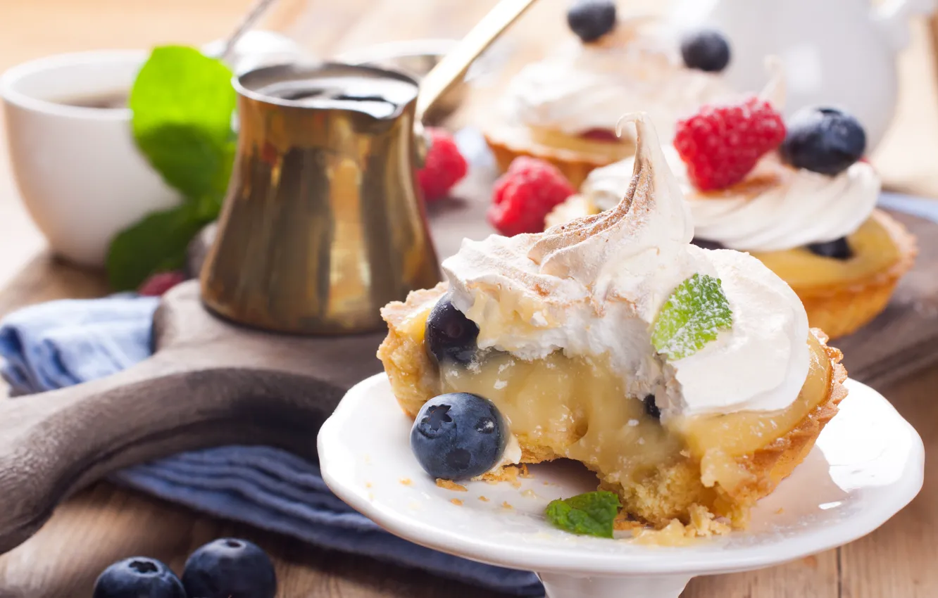 Photo wallpaper lime, cream, dessert, cheese, tartlets, meringue, Iryna Melnyk