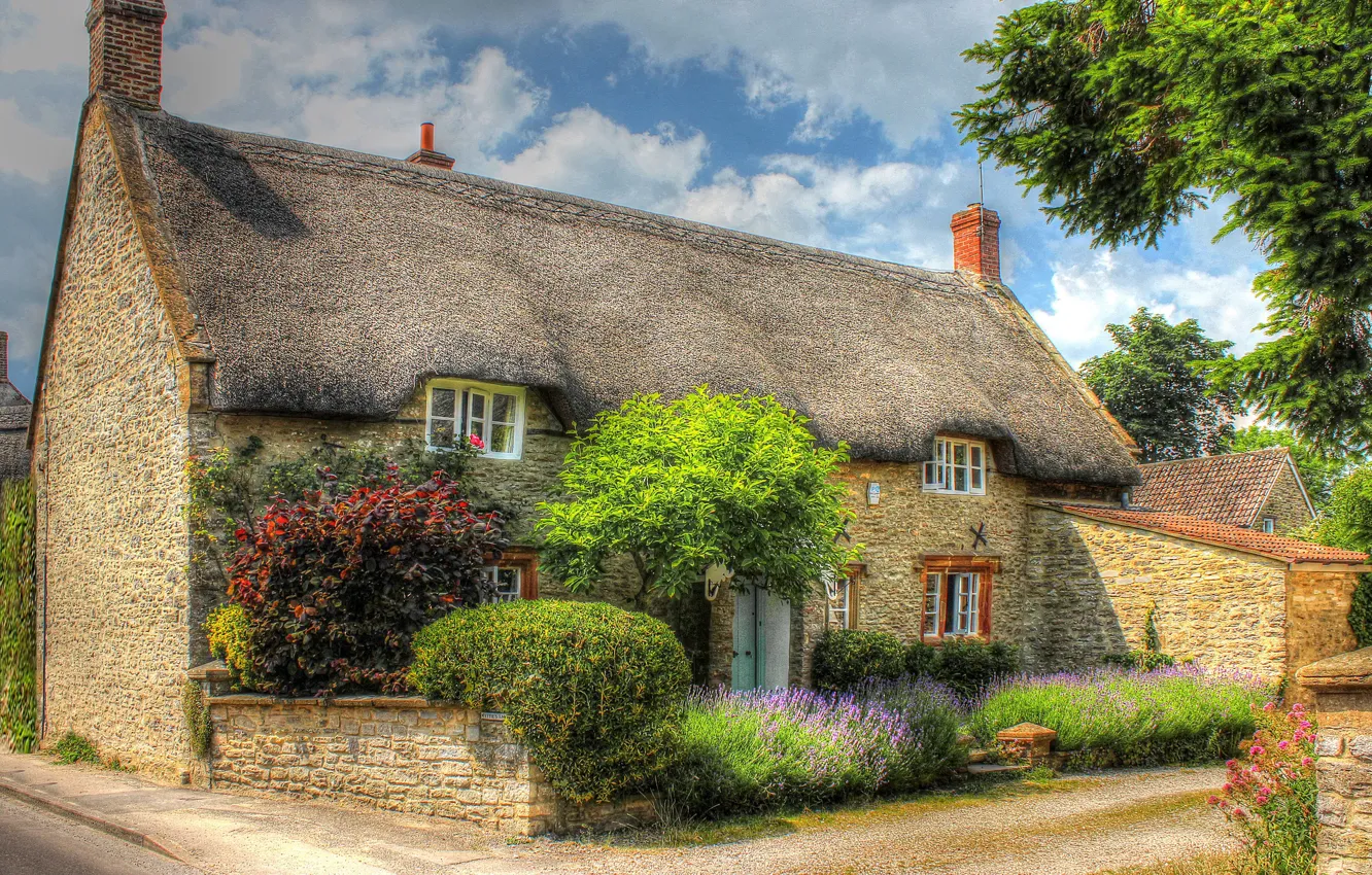 Photo wallpaper comfort, house, England, HDR, design, houses, shrubs, England