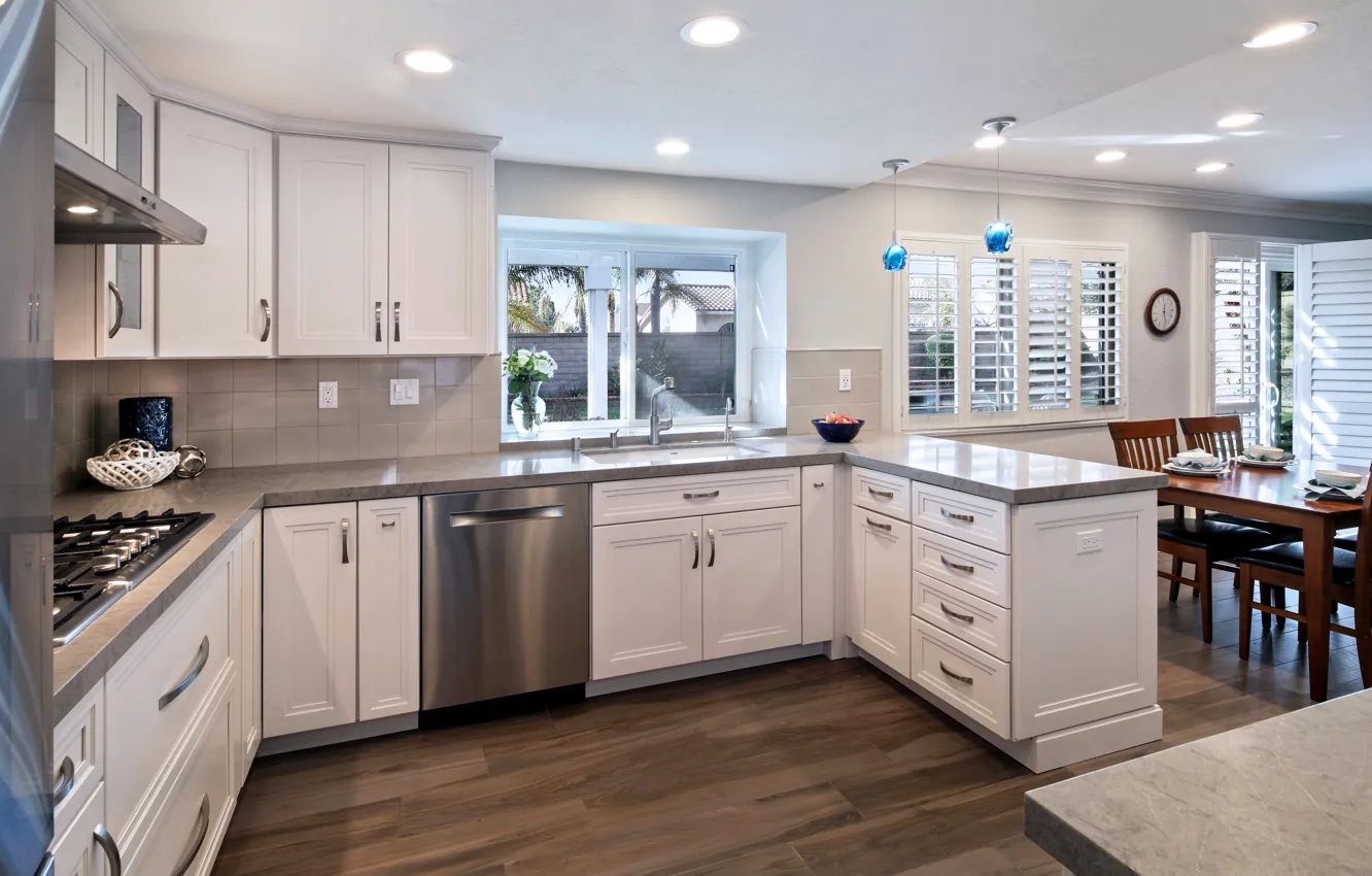 Photo wallpaper furniture, interior, window, kitchen, mansion, kitchen