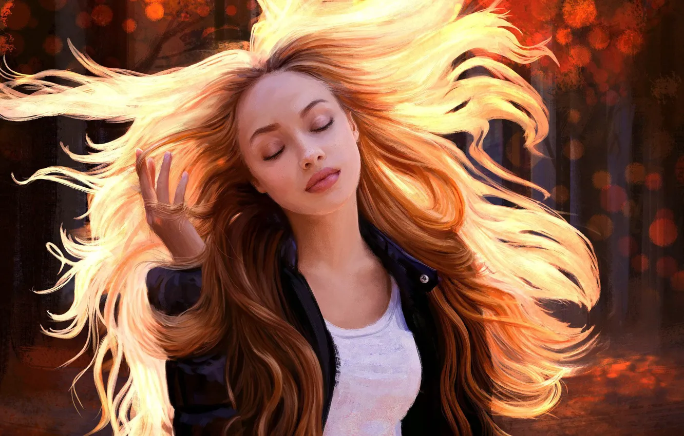 Photo wallpaper Girl, Figure, Girl, Hair, Art, Art, Beauty, Beautiful