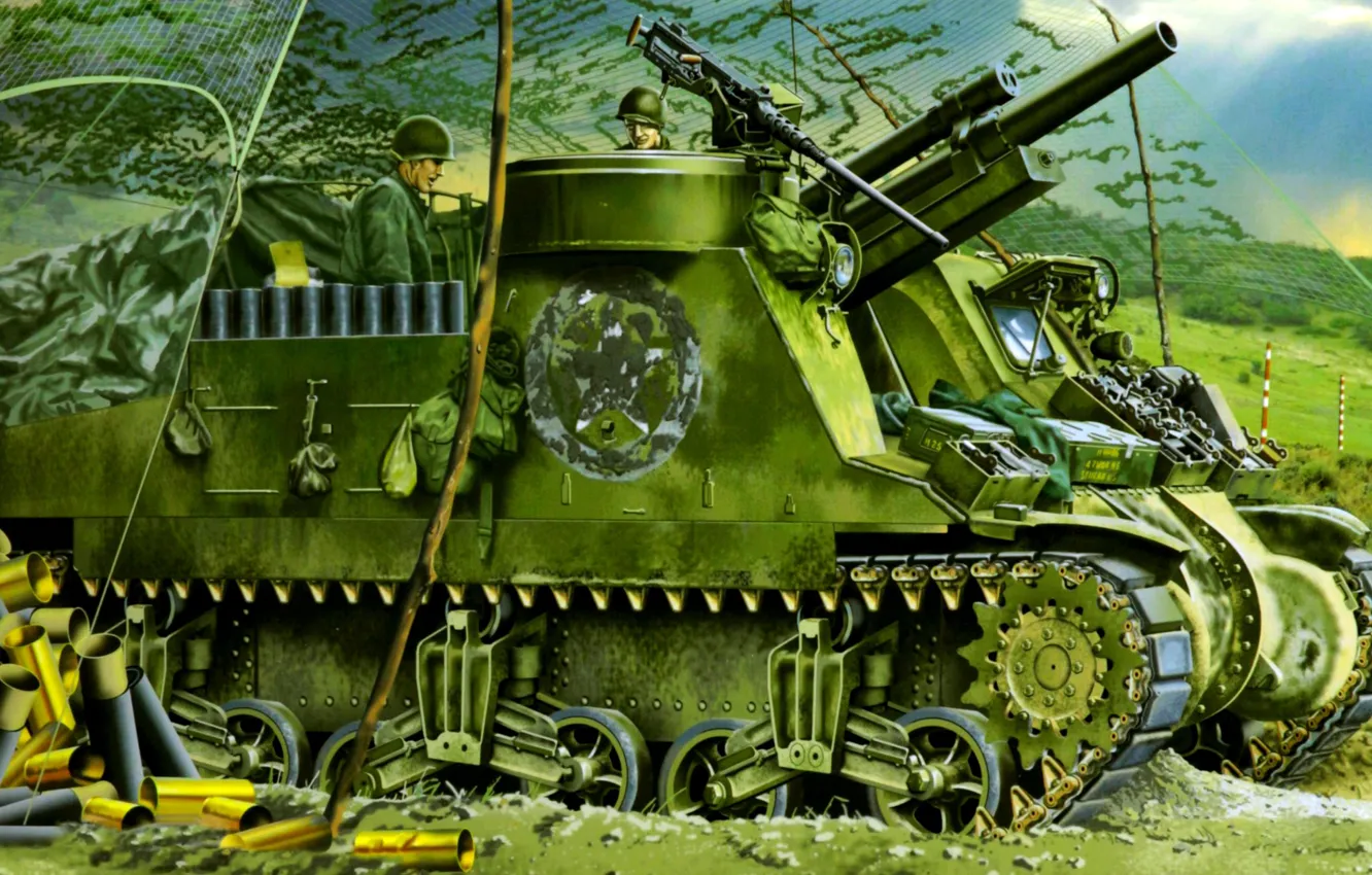 Photo wallpaper figure, art, USA, SAU, self-propelled artillery, 105 mm, prist, 105mm