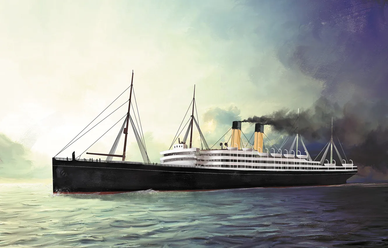 Photo wallpaper wave, ship, Cedric, Transatlantic Ships