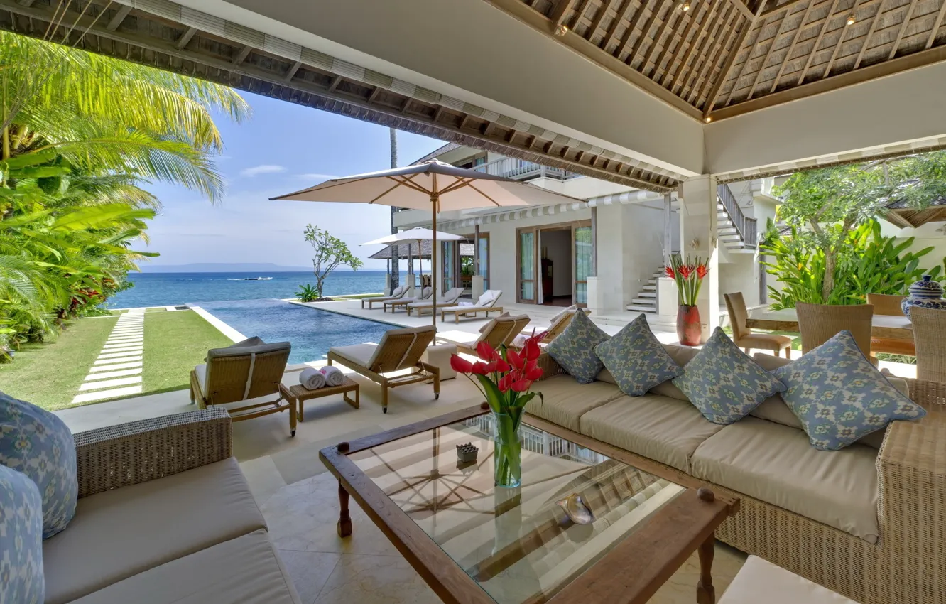 Photo wallpaper Villa, interior, pool, terrace, Bali, Candi Dasa, Bakung Beach