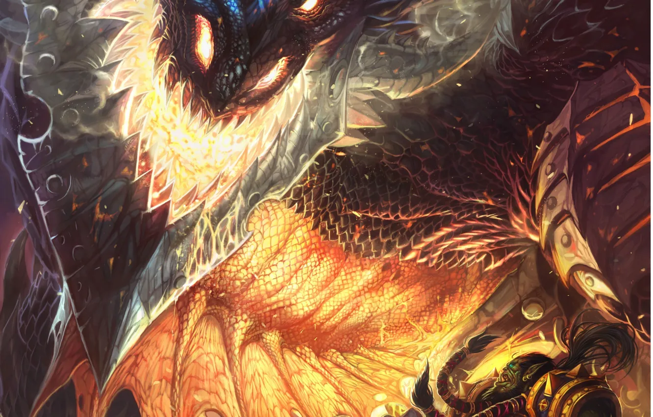 Photo wallpaper World of Warcraft, Cataclysm, wow, Deathwing, cataclysm, Thrall