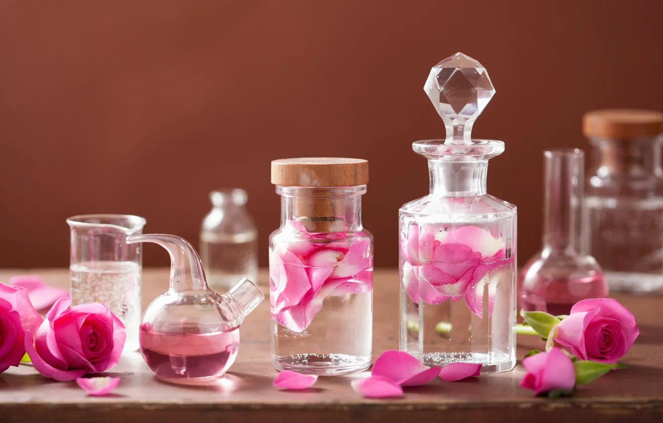 Photo wallpaper flowers, roses, petals, still life, pink flowers, spa