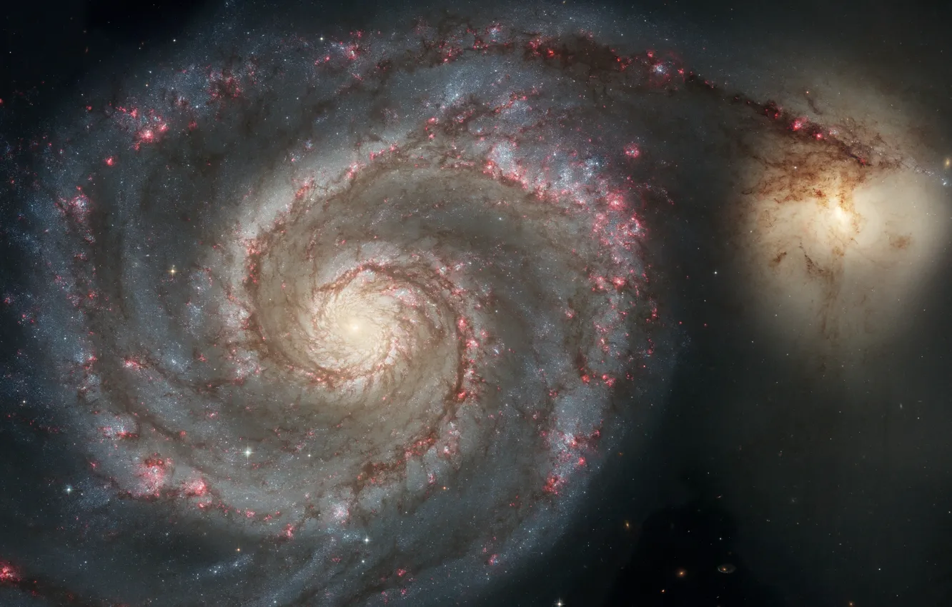 Photo wallpaper galaxy, the, spiral galaxy, space, Hubble Telescope, Messier51