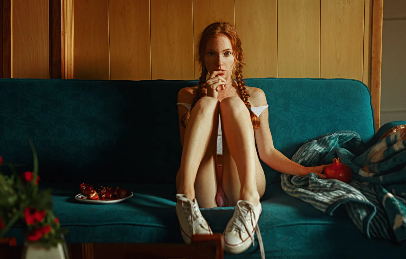 Photo wallpaper girl, sneakers, braids, redhead, George Chernyadev, Oksana Butovskaya, Oksana Butovo, Georgy Chernyadyev