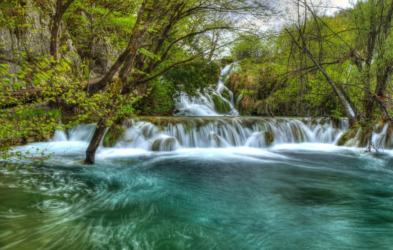 Photo wallpaper water, waterfall, Croatia, Plitvice lakes