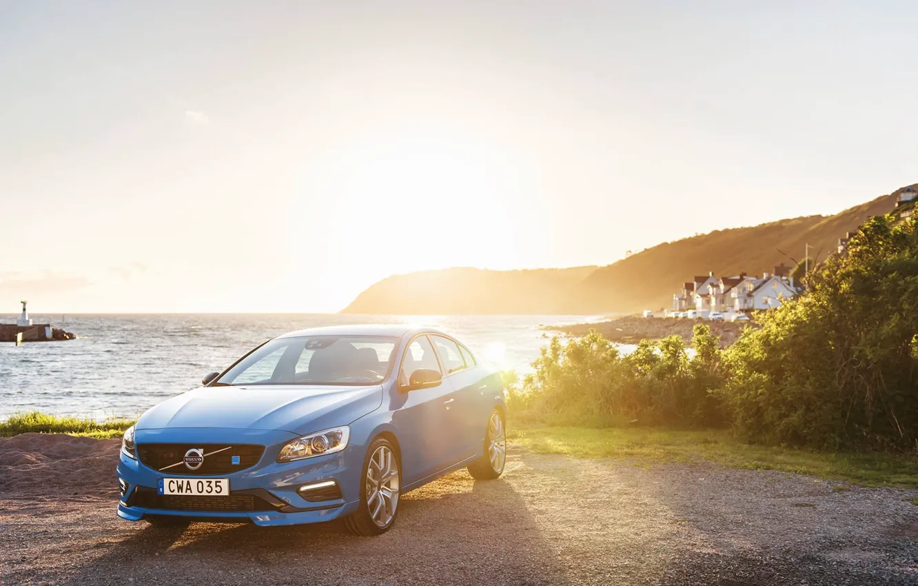 Photo wallpaper dawn, blue, Volvo, Volvo, the front, S60, Polestar