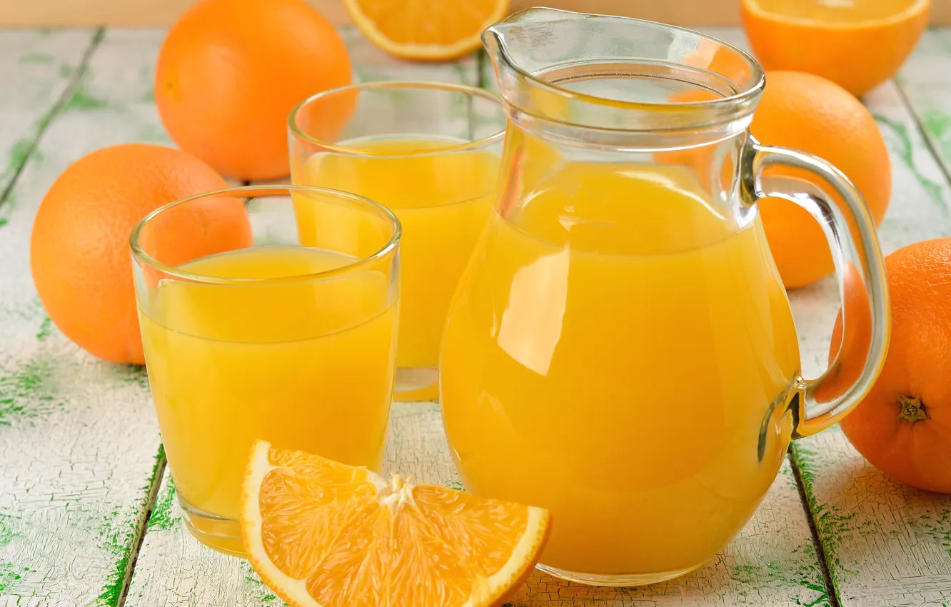 Photo wallpaper glass, orange, drink, pitcher, orange juice