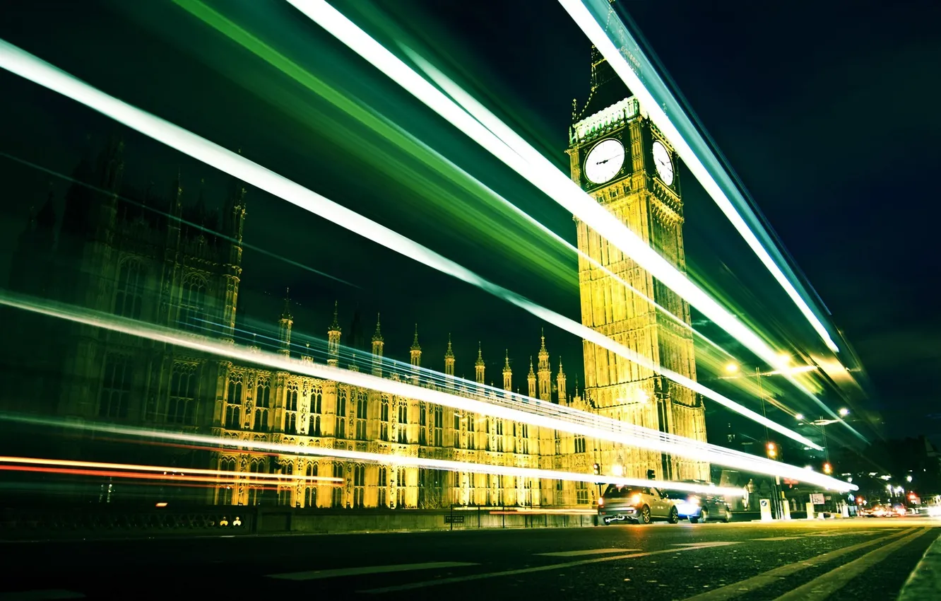 Photo wallpaper road, night, street, Big Ben