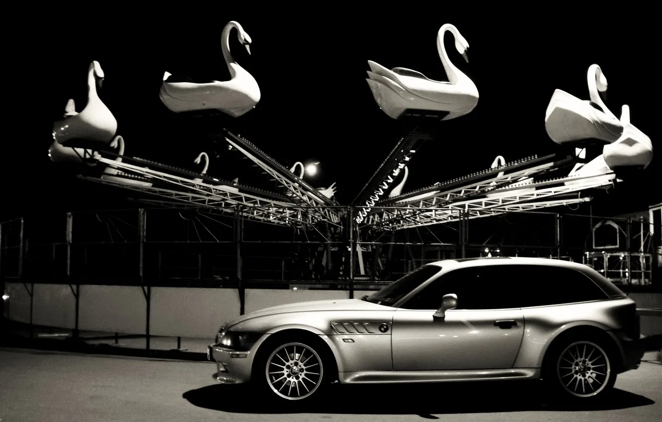 Photo wallpaper BMW, attraction, swans, Penza