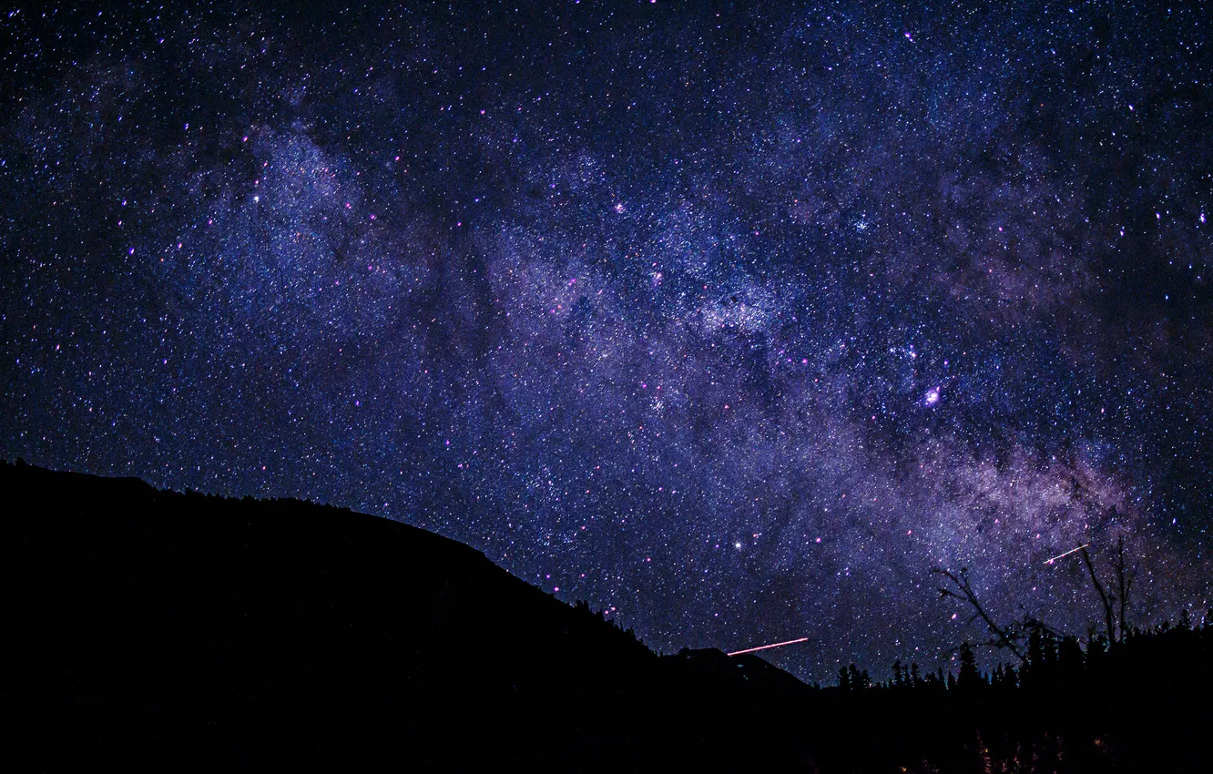 Photo wallpaper space, stars, night, space, silhouette, the milky way