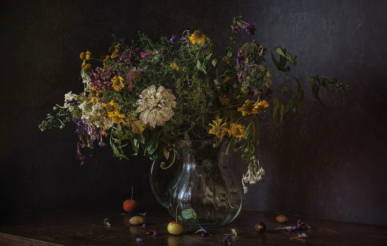 Photo wallpaper flowers, bouquet, still life, faded