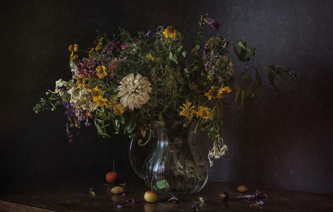 Photo wallpaper flowers, bouquet, still life, Withered