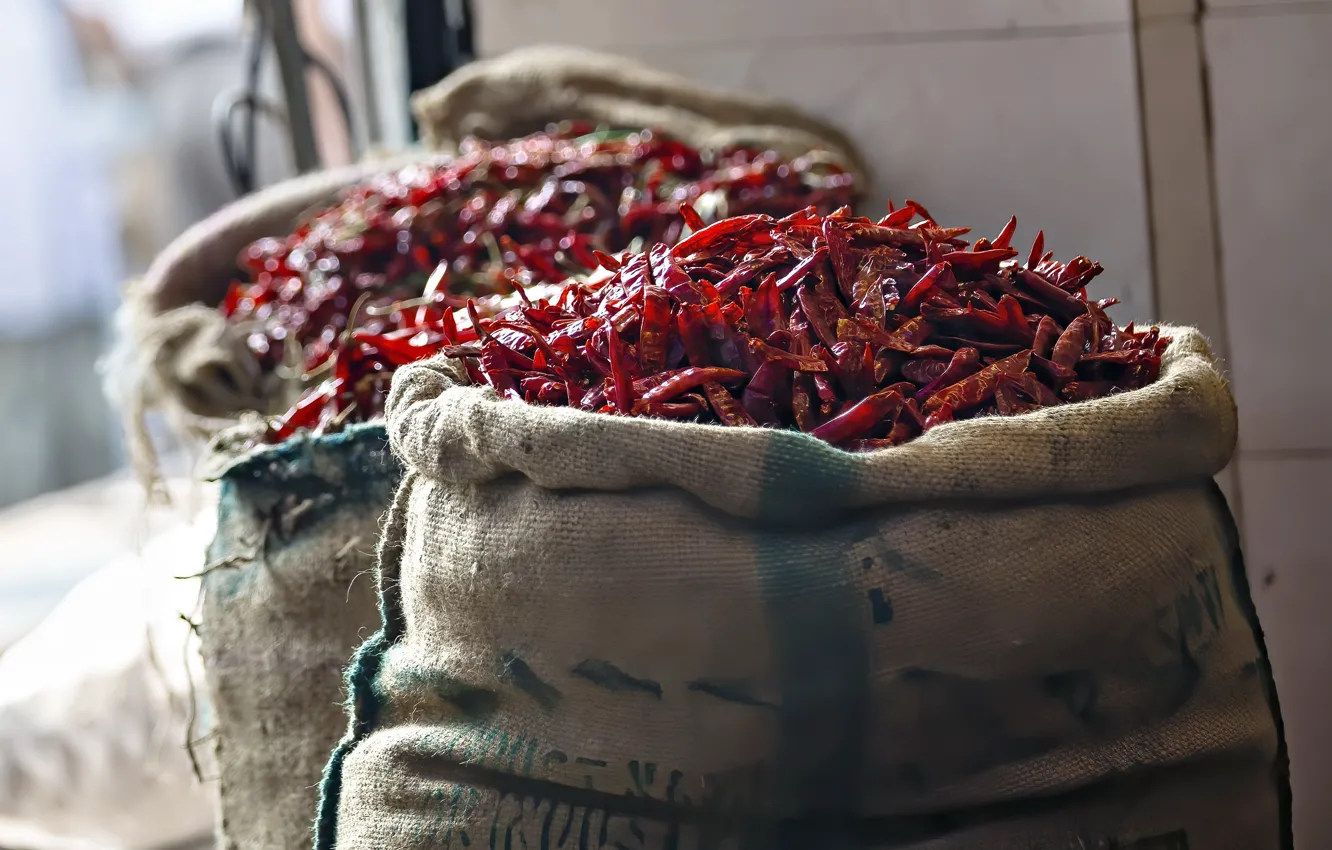 Photo wallpaper food, bag, chili pepper