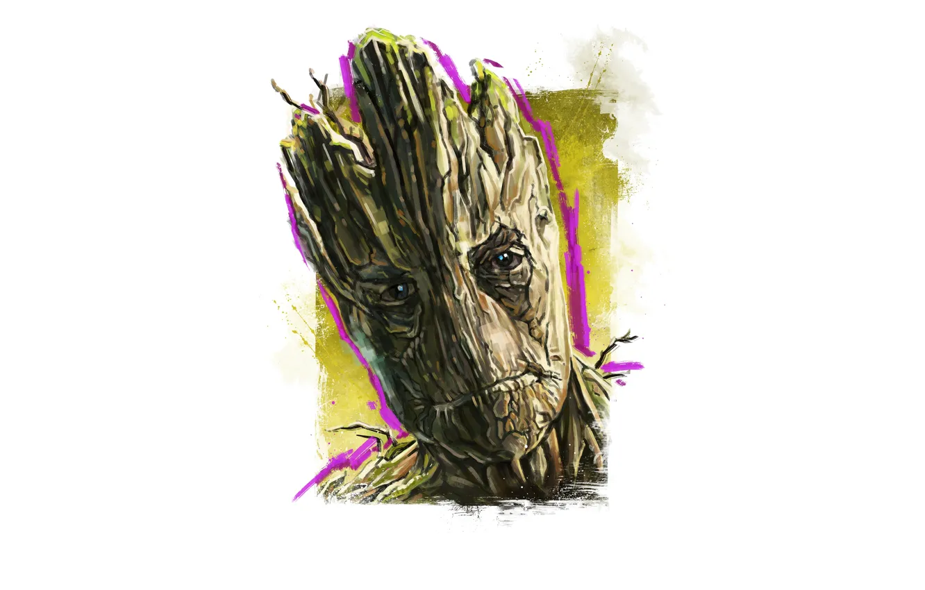 Photo wallpaper figure, white background, comics, marvel, marvel, Guardian of the galaxy, guardians of the galaxy, Groot
