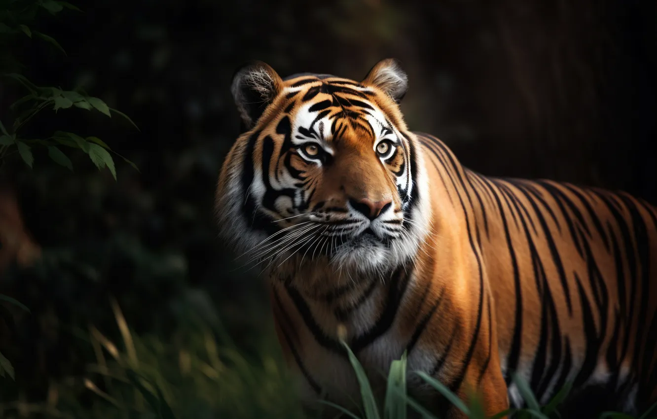 Photo wallpaper look, tiger, predator, jungle, big cat, digital art, AI art, The Art of Artificial Intelligence