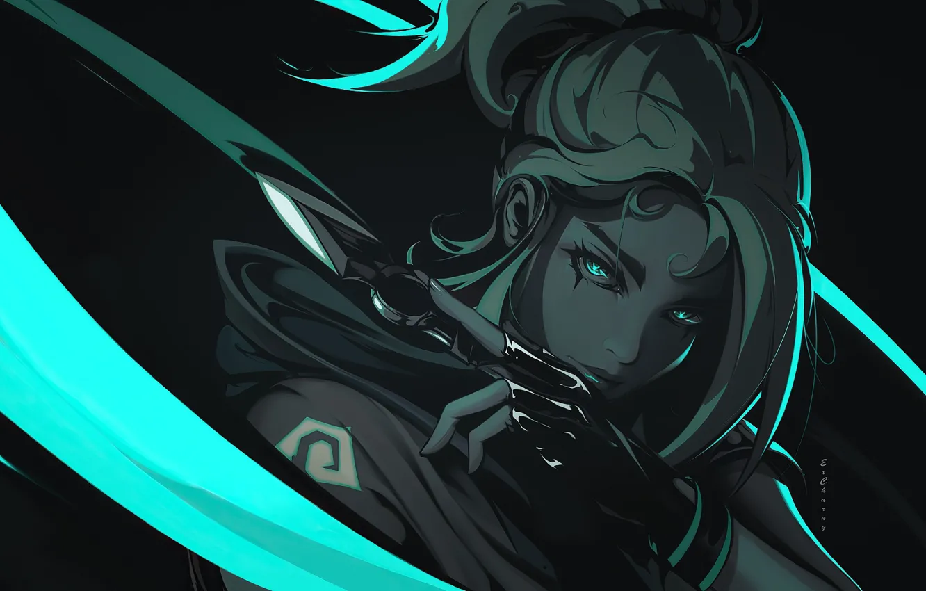 Photo wallpaper look, girl, Kunai, Valorant